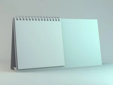 Empty desk calendar on table. Mockup design concept. 3D Illustrazione stock