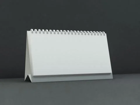 Empty desk calendar on table. Mockup design concept. 3D Stock Photos