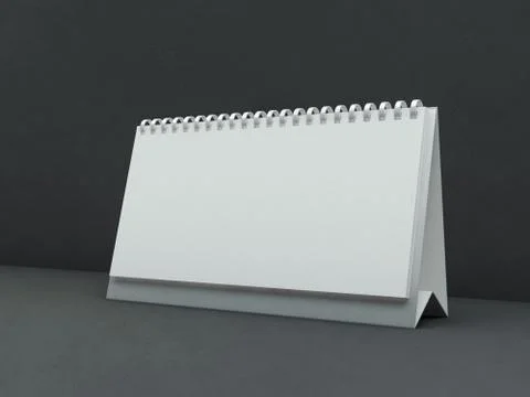 Empty desk calendar on table. Mockup design concept. 3D Foto stock