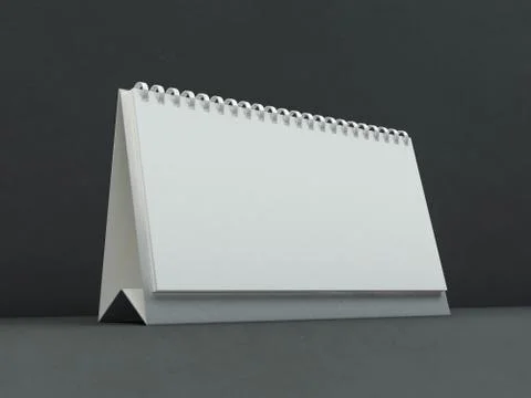 Empty desk calendar on table. Mockup design concept. 3D Stock Photos