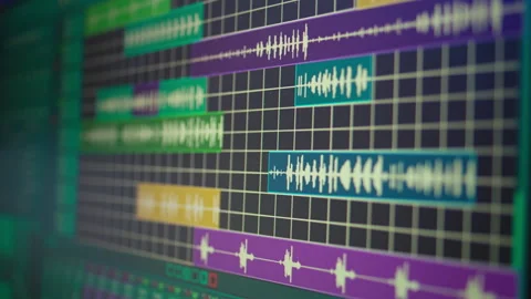 Empty desk equipped with mixing console and music recording tools in home studio Stock Footage 281448851