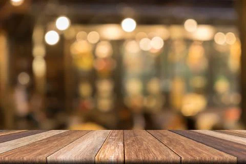 Empty desk in front blurred background, use for template and presentation you Stock Photos