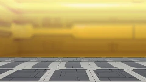 Empty desk space platform with Blur sci-fi Background 3d illustration Illustration