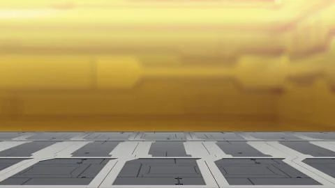 Empty desk space platform with Blur sci-fi Background 3d illustration 库存插图