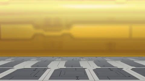 Empty desk space platform with Blur sci-fi Background 3d illustration Illustration