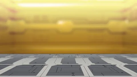 Empty desk space platform with Blur sci-fi Background 3d illustration 库存插图