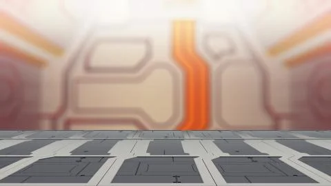 Empty desk space platform with Blur sci-fi Background 3d illustration 库存插图