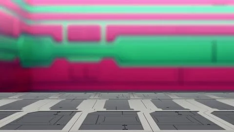 Empty desk space platform with Blur sci-fi Background 3d illustration Illustration