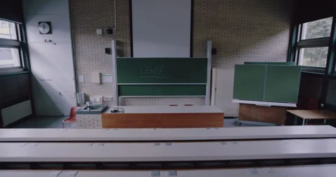 Empty desks in a classroom Stock Footage 254895482