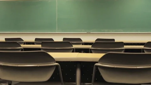 Empty Desks on a College Campus Stock Footage 80930280