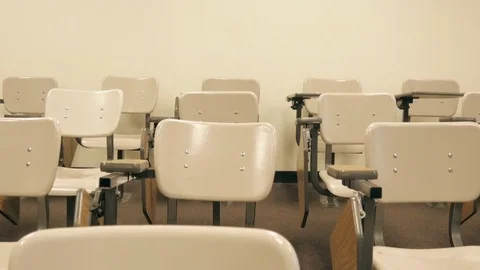 Empty Desks in High School Classroom Stock Footage 80694793
