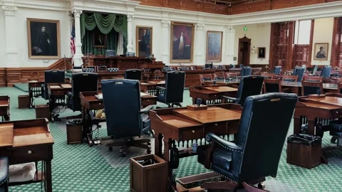 Empty Desks in Texas Senate Chamber Stock Footage 317217428