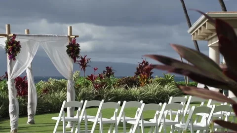 Empty destination wedding on the beach in Lahaina, Maui. Stock Footage 135237347