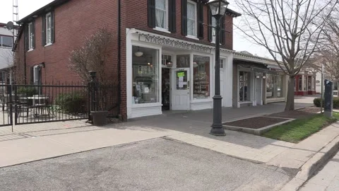 Empty devastated small tourist town in COVID 19 pandemic lockdown Stock Footage 152061697