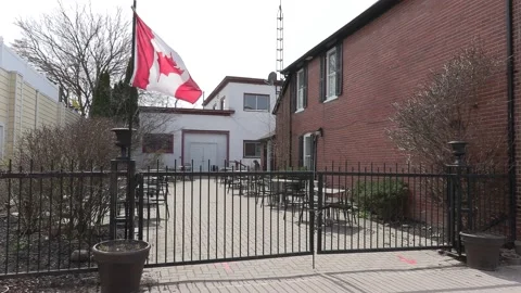 Empty devastated small tourist town in COVID 19 pandemic lockdown Vídeo Stock 152062332