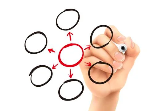 Empty diagram drawn by 3d hand Ilustração Stock