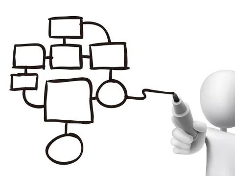 Empty diagram drawn by 3d man Illustrazione stock