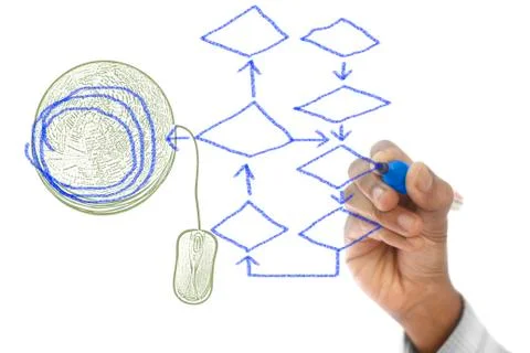 Empty diagram drawn on transparent wipe board Stock Illustration