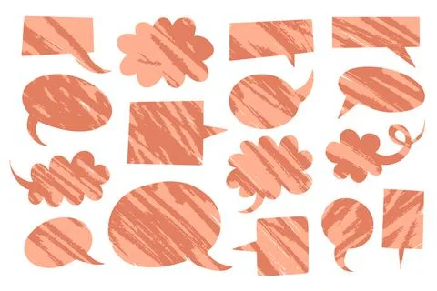 Empty Dialogue bubbles. Doodle isolated texture style set Stock Illustration