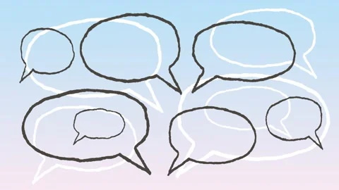 Empty dialogue chat windows hangin in the pastel background animation video back Stock Footage 220763558