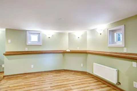 Empty dining area in soft mint color. mother-in-law apartment interior Stock Photos