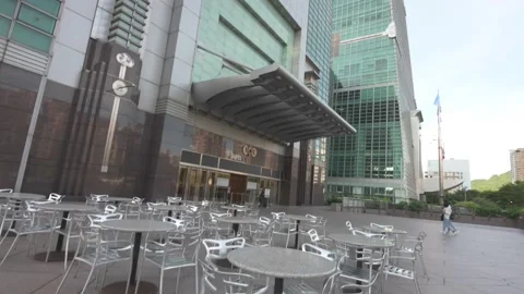 Empty dining area at Taipei 101 during the covid 19 lockdown / Taiwan  Stock Footage 157323225