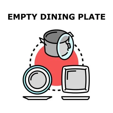 Empty dining plate and cooking pot concept Stock Illustration