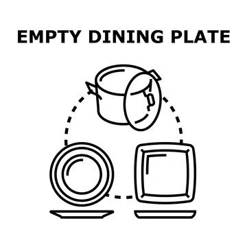 Empty dining plate and cooking pot concept Stock Illustration