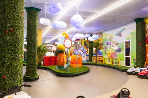 An empty dining room table in cafeteria Stock Photos