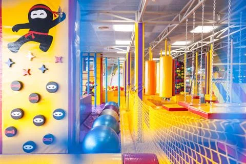 An empty dining room table in cafeteria Stock Photos