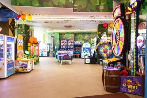 An empty dining room table in cafeteria Stock Photos