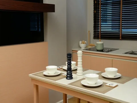 Empty dining table and Kitchen room Video stock 78587187