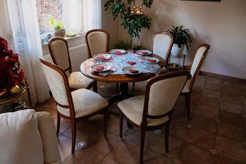 Empty dining table Stock Photos