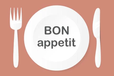 Empty dinner plate with knife and fork Stock Illustration
