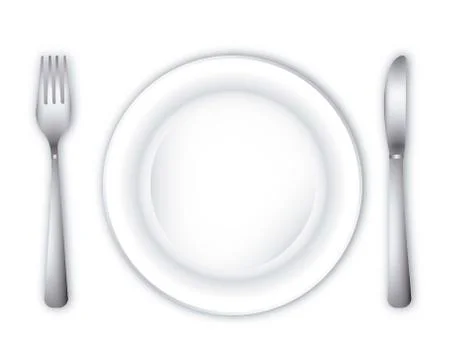 Empty dinner plate over white background. vector illustration Ilustração Stock