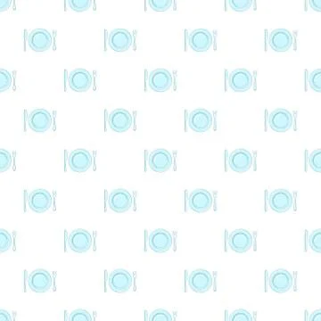 Empty dish fork and knife pattern, cartoon style Illustrazione stock