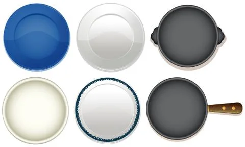 Empty Dishes and Pan Stock Illustration
