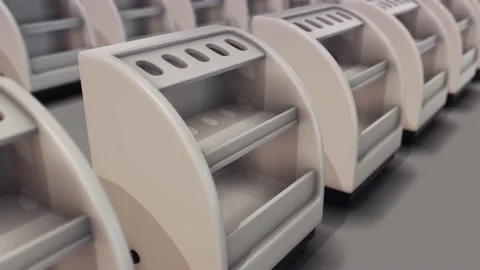 Empty display cooler fridges in a row 4k Stock Footage 148488677