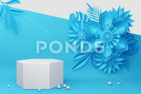 Empty display with flower for presentation 3d rendering. Modello PSD