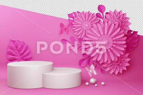 Empty display with flower for presentation 3d rendering. Modello PSD