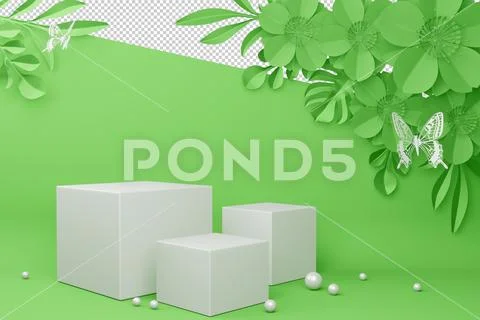 Empty display with flower for presentation 3d rendering. Modello PSD