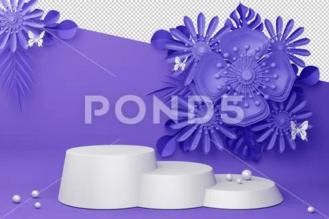 Empty display with flower for presentation 3d rendering. Modello PSD