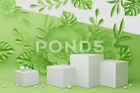 Empty display with flower for presentation 3d rendering. PSD Template
