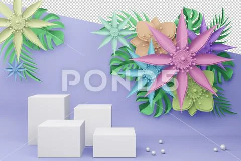 Empty display with flower for presentation 3d rendering. Modello PSD