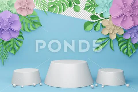 Empty display with flower for presentation 3d rendering. Modello PSD