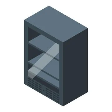 Empty display fridge is waiting for products in supermarket Stock Illustration