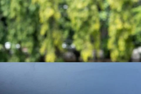 Empty Display Surface with Blurred Green Foliage Background for Product Mocku Stock Photos