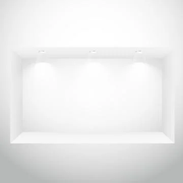 Empty display window with spot lights Illustrazione stock