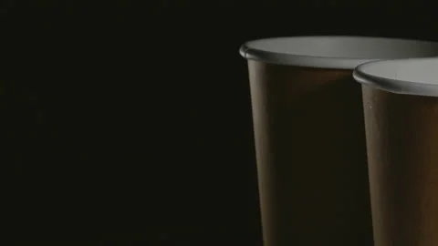 Empty Disposable eco (bio) cups Kraft 2x layer.disposable paper cups. Rotation. Stock Footage 124237633