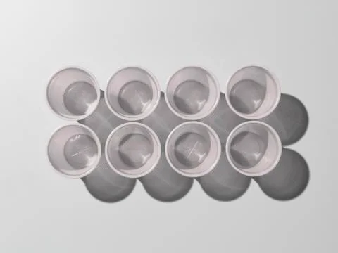 Empty disposable Plastic cups from above Stock Photos